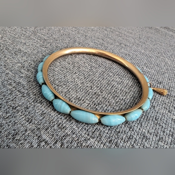 3/$15 | Vintage Turquoise Bead Bangle Bracelet, "Joy" - Picture 3 of 3